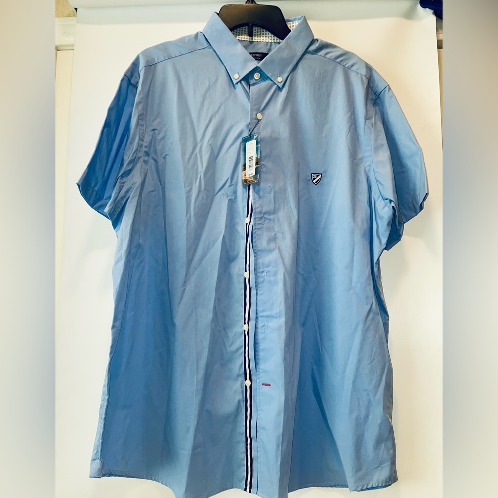 Daniel Cremiux Mens Button Down Short Sleeve Casual  Blue Sz XL NWT